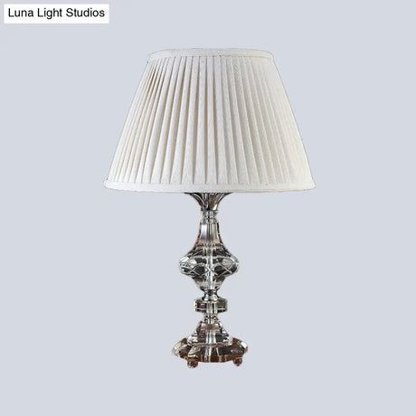 Modern Crystalline Nightstand Lamp With Baluster Reading Light In White