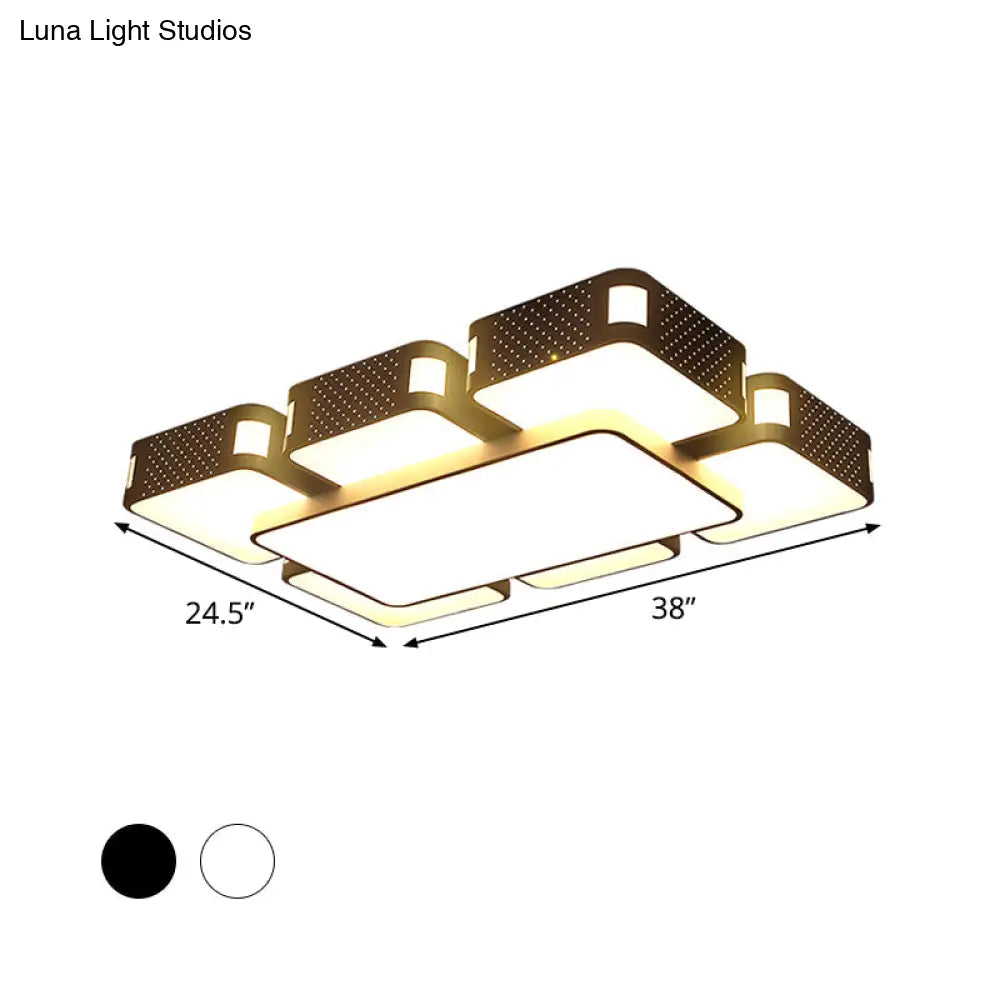 Modern Cube Flush Mount Lamp - 22’/38’/47’ Acrylic Led Ceiling Light In Black/White