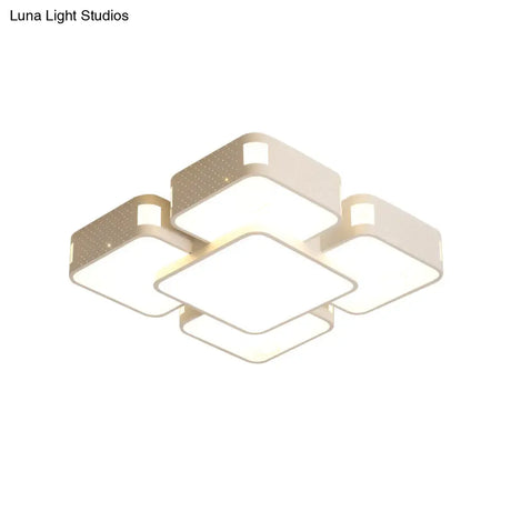 Modern Cube Flush Mount Lamp - 22’/38’/47’ Acrylic Led Ceiling Light In Black/White