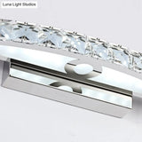 Modern Curved Vanity Lighting: Clear/Champagne Crystal Led Wall Mounted Lamp - 17/21 W Warm/White