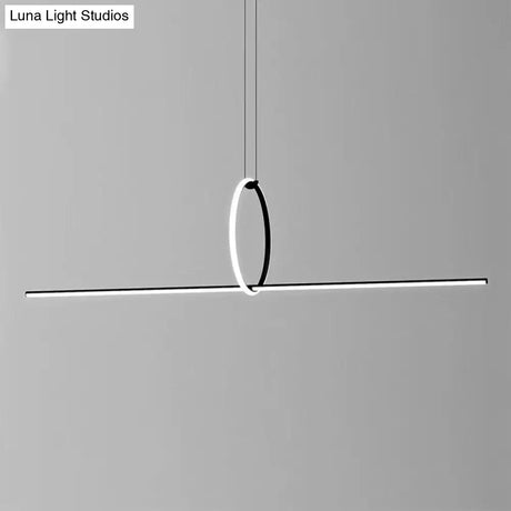 Modern Designer Line Art Pendant Ceiling Light With Led Island Lighting For Dining Room Black