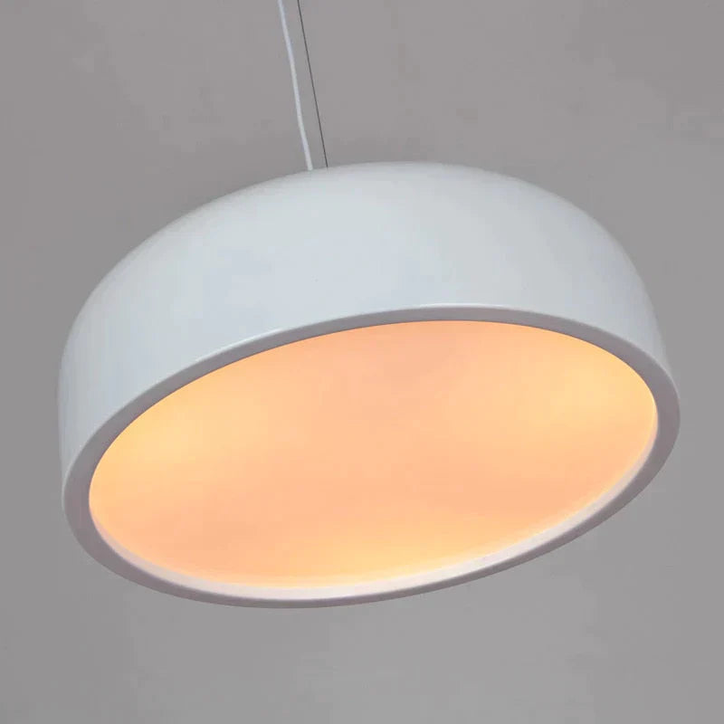Modern Dia35/48/60Cm White/Black Lampshade Metal Pendant Lamp Round Simple Iron Loft Light With E27