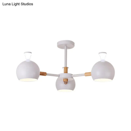 Modern Dome Hanging Pendant Light With 3 Lights For Dining Room - Iron Ceiling Fixture