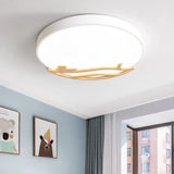 Modern Drum Flush Mount Lamp - Acrylic Led Bedroom Ceiling Light In Green/Gray/White White