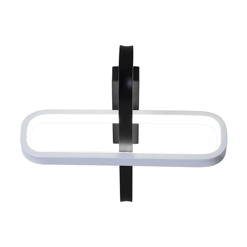 Modern Dual Oblong Flush Mount Led Ceiling Light In Black Warm/White