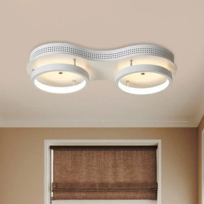 Modern Dual Round Led Ceiling Lamp - Minimal White Acrylic Flush Mount Light Fixture In Warm/White