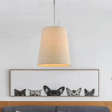 Modern Fabric Cylinder Pendant Light - Black/White/Flaxen 8’/11’ Wide Flaxen / 8’