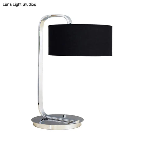 Modern Fabric Led Desk Light In Black/White For Bedroom With Drum Reading Book Enhancer