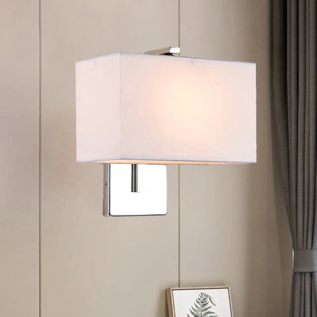Modern Fabric Led Wall Sconce In Chrome - Stylish Lighting For Living Room / A
