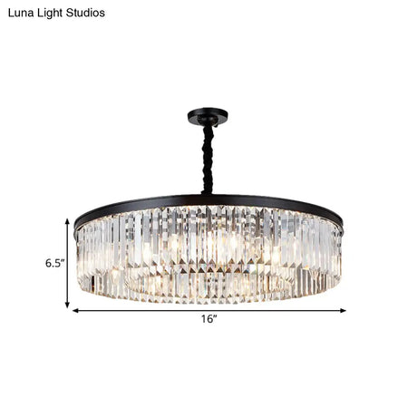 Modern Faceted Crystal 4-Headed Tiered Circle Chandelier - Black