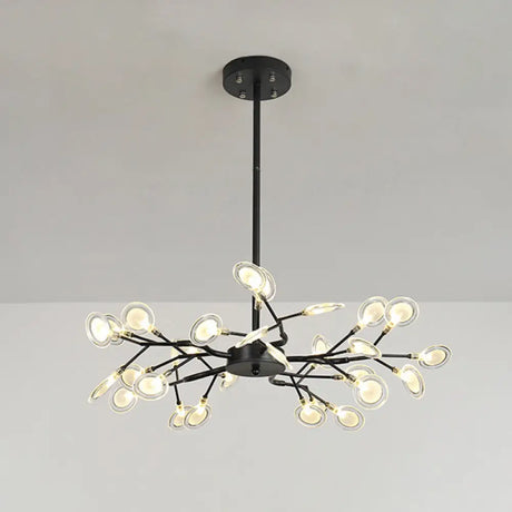 Modern Firefly Chandelier Pendant Light - Acrylic Led Lighting For Living Room 30 / Black