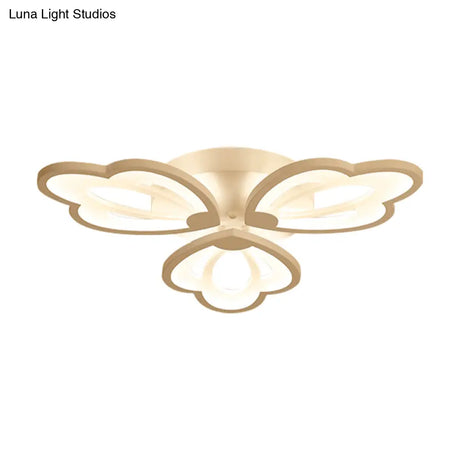 Modern Floral Led Ceiling Light With Acrylic Shade And 3/5/9 Lights In White/Warm/Natural Tone -