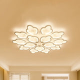 Modern Floral Led Ceiling Light With Acrylic Shade And 3/5/9 Lights In White/Warm/Natural Tone -