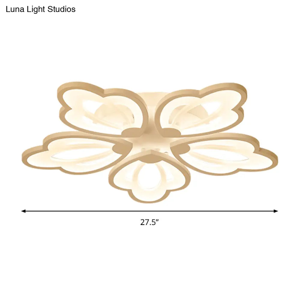 Modern Floral Led Ceiling Light With Acrylic Shade And 3/5/9 Lights In White/Warm/Natural Tone -