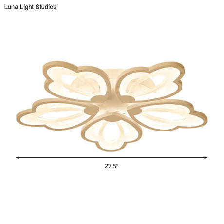 Modern Floral Led Ceiling Light With Acrylic Shade And 3/5/9 Lights In White/Warm/Natural Tone -