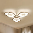 Modern Floral Led Ceiling Light With Acrylic Shade And 3/5/9 Lights In White/Warm/Natural Tone -