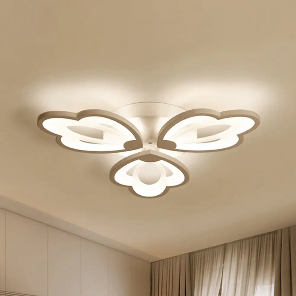 Modern Floral Led Ceiling Light With Acrylic Shade And 3/5/9 Lights In White/Warm/Natural Tone -