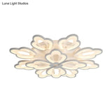 Modern Floral Led Ceiling Light With Acrylic Shade And 3/5/9 Lights In White/Warm/Natural Tone -