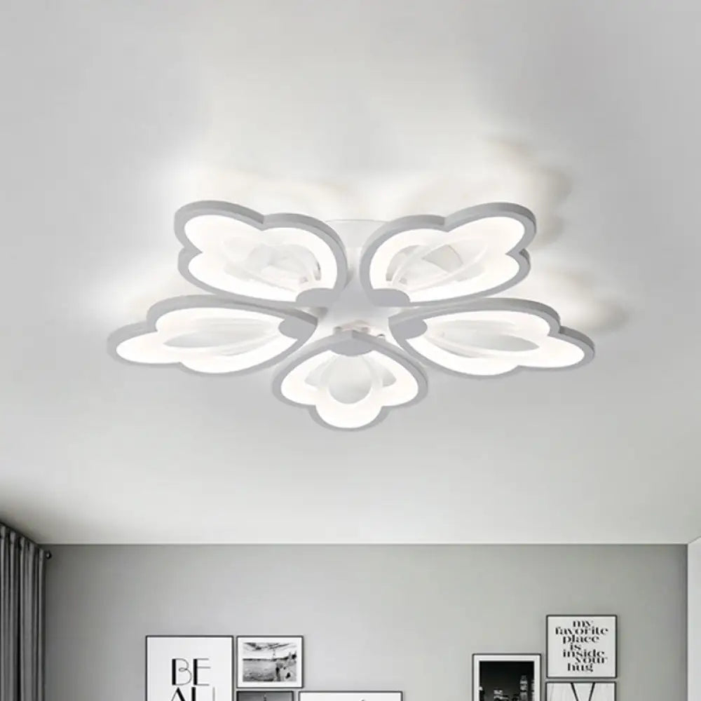 Modern Floral Led Ceiling Light With Acrylic Shade And 3/5/9 Lights In White/Warm/Natural Tone -