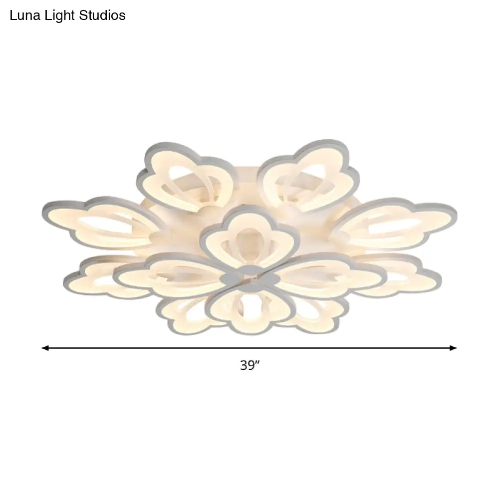 Modern Floral Led Ceiling Light With Acrylic Shade And 3/5/9 Lights In White/Warm/Natural Tone -