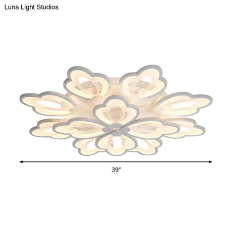 Modern Floral Led Ceiling Light With Acrylic Shade And 3/5/9 Lights In White/Warm/Natural Tone -