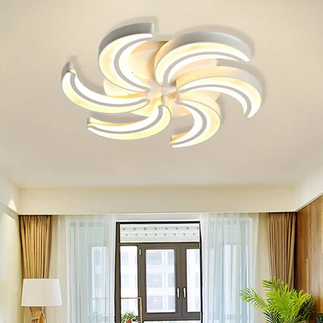 Modern Flower Flush Mount Led Ceiling Light In White For Hotels 6 / Warm