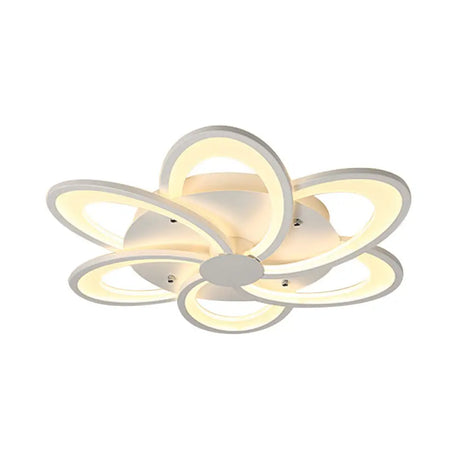 Modern Flower Flushmount Lighting - Acrylic 6/7/8-Light Ceiling Fixture For Bedroom Warm Or White