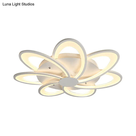 Modern Flower Flushmount Lighting - Acrylic 6/7/8-Light Ceiling Fixture For Bedroom Warm Or White