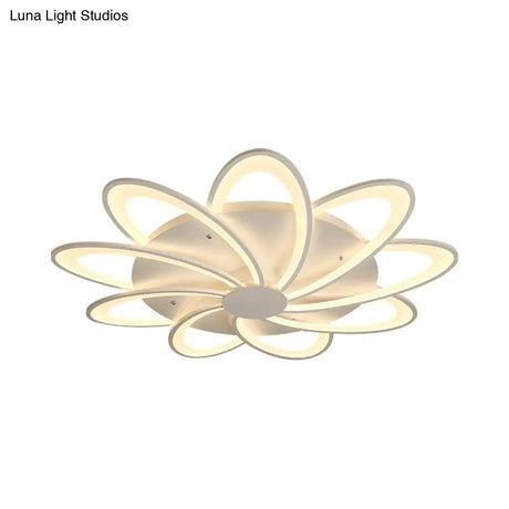 Modern Flower Flushmount Lighting - Acrylic 6/7/8-Light Ceiling Fixture For Bedroom Warm Or White