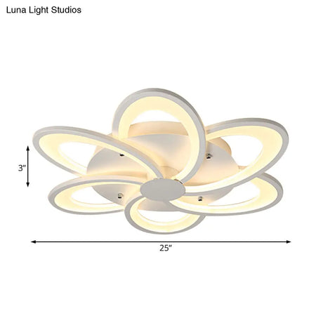 Modern Flower Flushmount Lighting - Acrylic 6/7/8-Light Ceiling Fixture For Bedroom Warm Or White