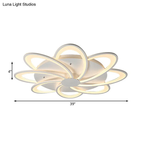 Modern Flower Flushmount Lighting - Acrylic 6/7/8-Light Ceiling Fixture For Bedroom Warm Or White