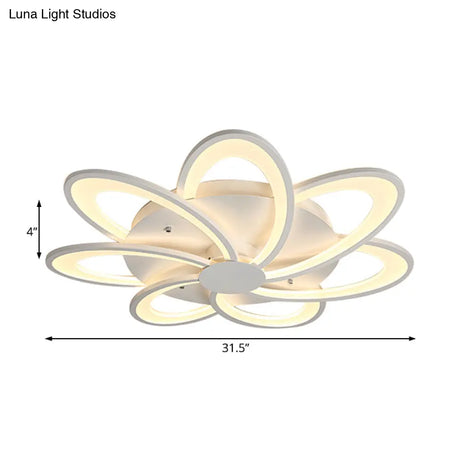 Modern Flower Flushmount Lighting - Acrylic 6/7/8-Light Ceiling Fixture For Bedroom Warm Or White