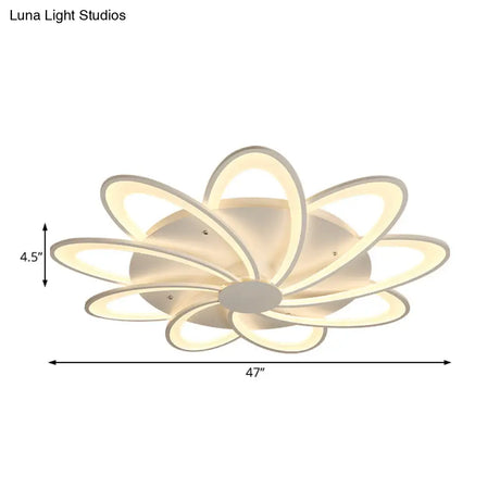 Modern Flower Flushmount Lighting - Acrylic 6/7/8-Light Ceiling Fixture For Bedroom Warm Or White