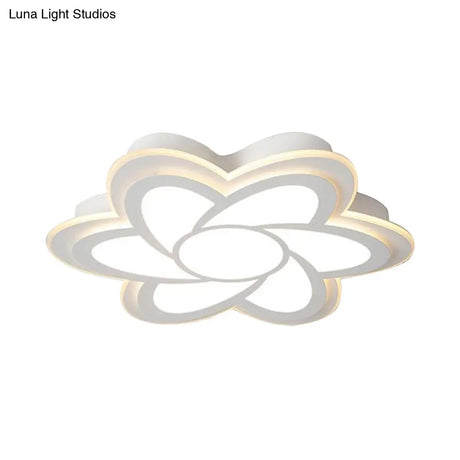 Modern Flower Metal Ceiling Light With Led Acrylic Diffuser Warm/White 16.5’/20.5’/24.5’ Dia
