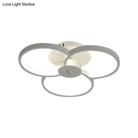 Modern Flower Metal Led Ceiling Light In 18’/21.5’ - Black/White With Warm/White/Natural Options