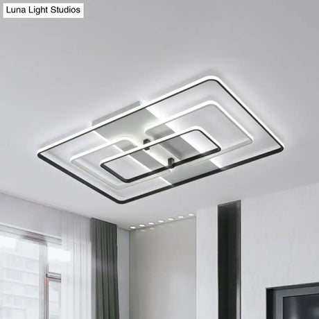 Modern Flush Mount Acrylic Frame With Led Lighting - Rectangle White/Black Warm/White Light