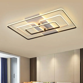 Modern Flush Mount Acrylic Frame With Led Lighting - Rectangle White/Black Warm/White Light Black -