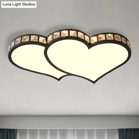 Modern Flushmount Ceiling Light With Crystal Accents And Frosted Diffuser - Black/Gold Led 3 Color