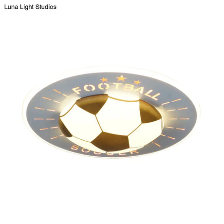 Modern Football Led Flush Mount Light Fixture In White/Blue For Bedrooms