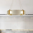 Modern Frosted Glass Pendant Chandelier - Circular Design 6-Headed Gold Suspension Lamp
