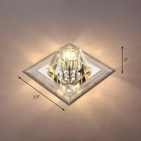 Modern Gemstone Ceiling Light With Crystal Accents And Led Lighting For Corridors Clear / Warm