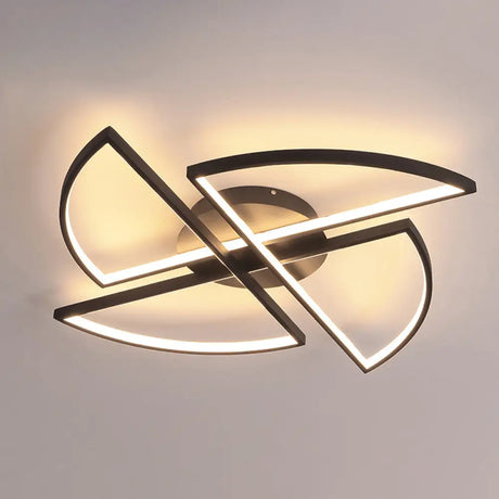 Modern Geometric Acrylic Led Flush Mount Ceiling Light In Black - Warm/White Wide Sizes / 18’ Warm