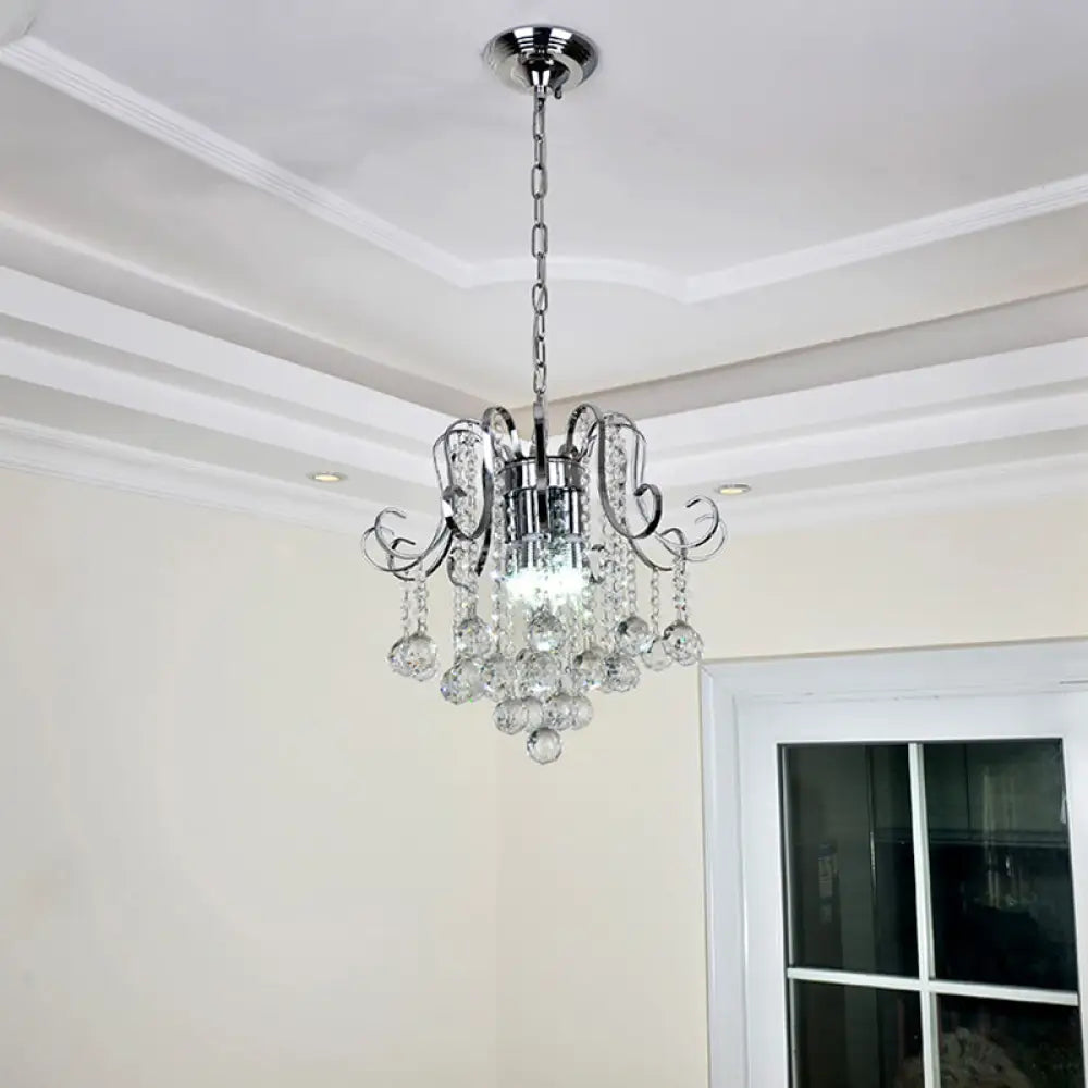 Modern Geometric Crystal Ball Pendant Light - Chrome Finish - 4 Lights Chrome