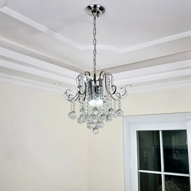 Modern Geometric Crystal Ball Pendant Light - Chrome Finish - 4 Lights Chrome