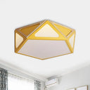 Modern Geometric Flush Light: Acrylic White/Pink/Yellow Led Ceiling Fixture Warm/White Light