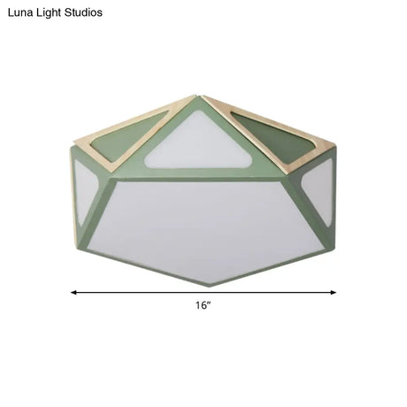 Modern Geometric Flush Light: Acrylic White/Pink/Yellow Led Ceiling Fixture Warm/White Light