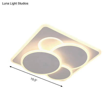 Modern Geometric Flush Mount Led Ceiling Light In Warm/White Acrylic
