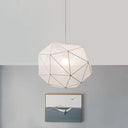 Modern Geometric Hanging Pendant Light For Bedroom In Black/White Fabric White