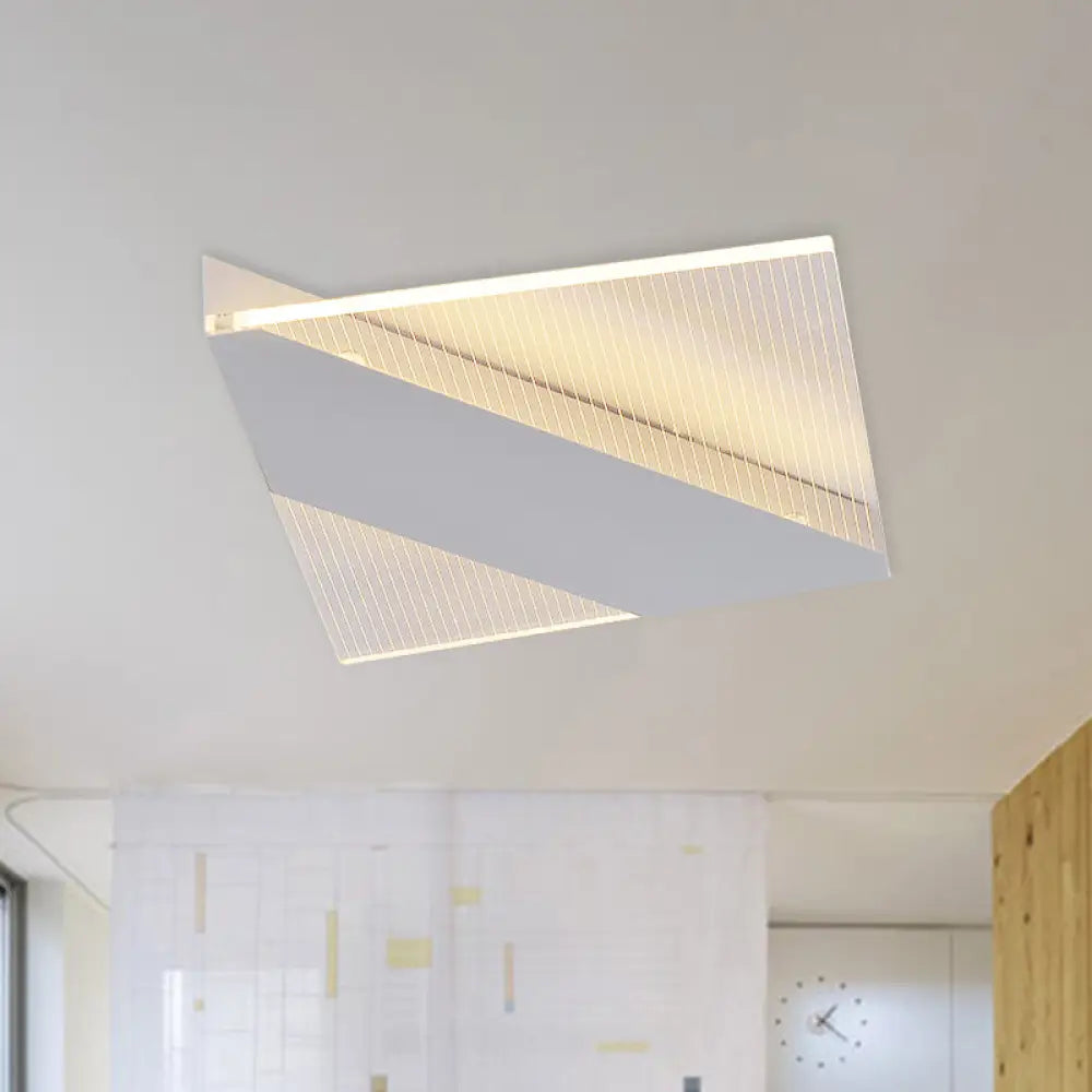 Modern Geometric Led Ceiling Lamp - Black/White/Gold Flush Mount For Bedroom White/Warm Light White