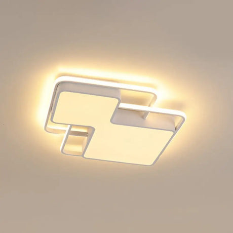 Modern Geometric Led Flush Mount Lamp In Black/White - 18’/21.5’ W Silica Gel Close To Ceiling